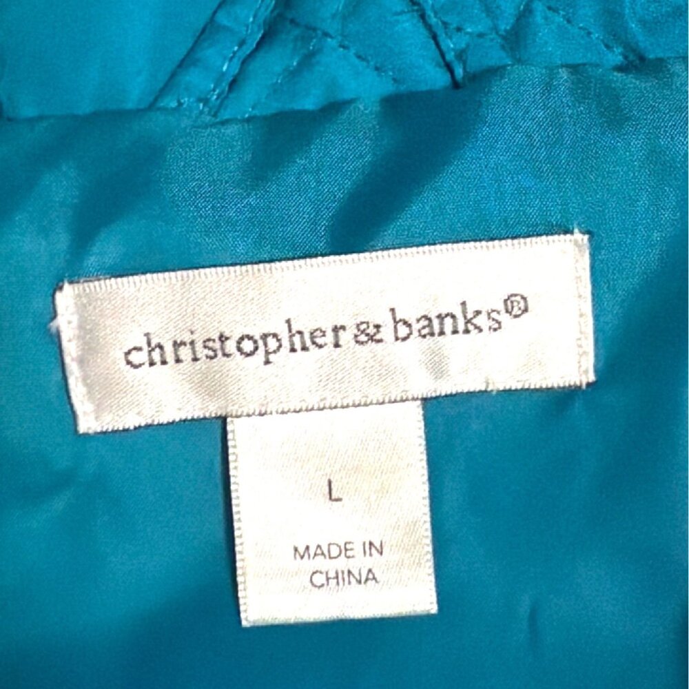 Quilted Teal Zip-Up Sleeveless Vest With Pockets & Collared Neckline Womens L - Picture 5 of 5
